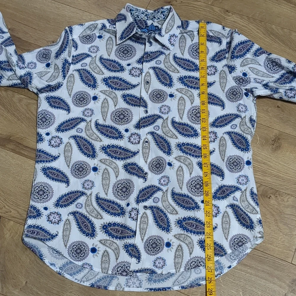 Robert Graham Amoeba Paisley Gothic Geometric Patterned Men's Shirt Size M - Picture 7 of 13